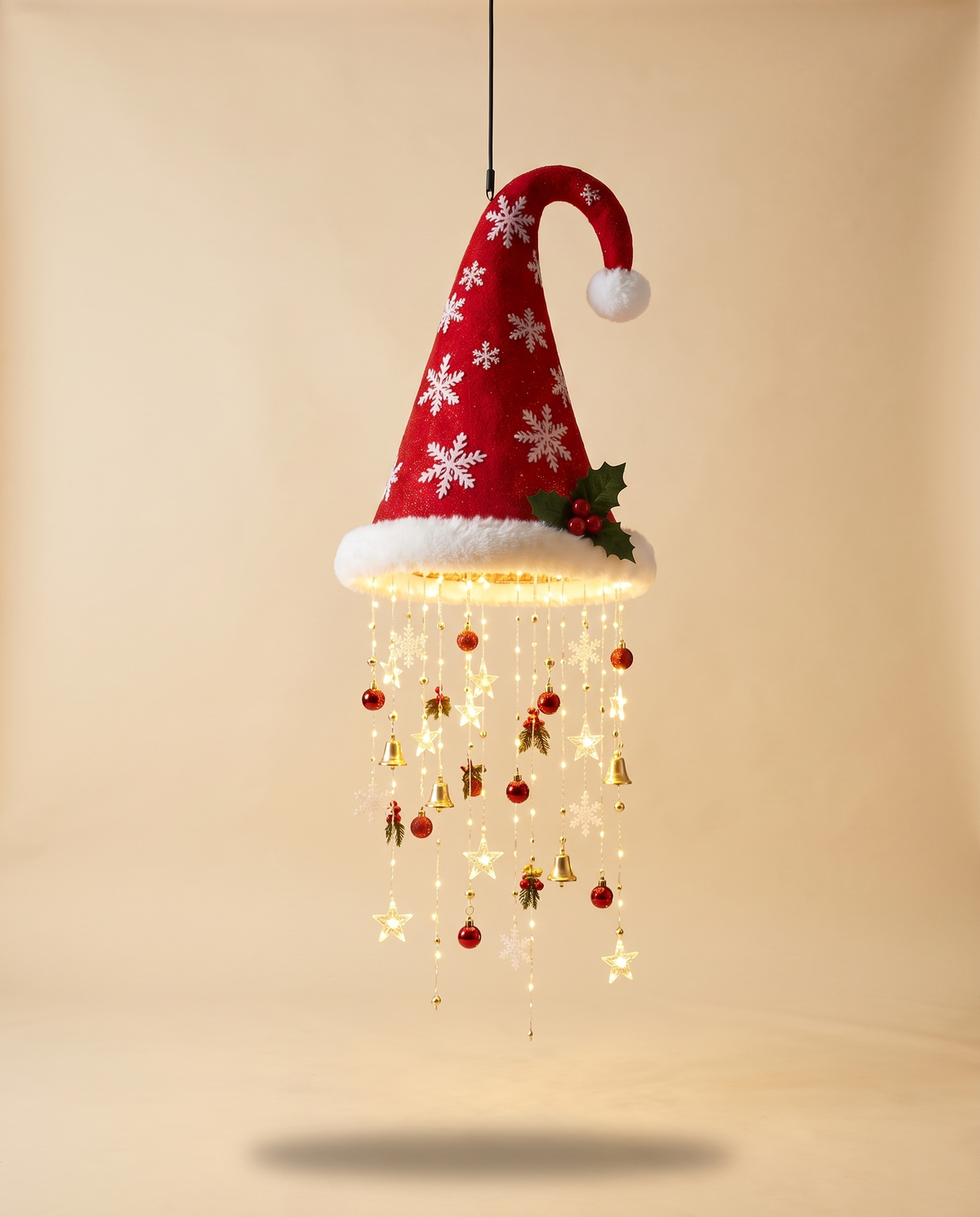 Santa Hat lamp studio shot, glowing