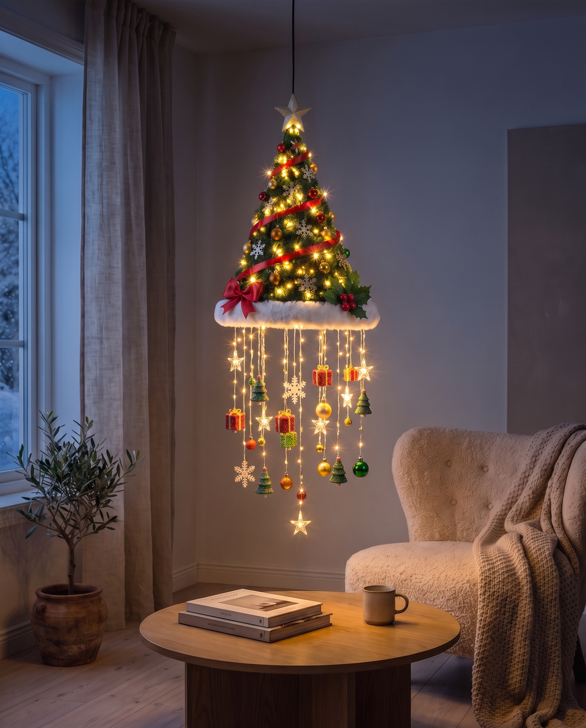 Christmas Tree lamp glowing at night [on]