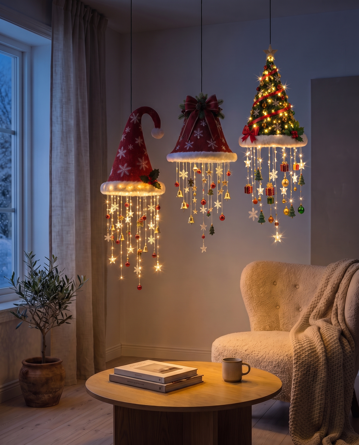 All three CozyLamp styles glowing together at night